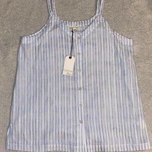 Cotton Bleu White/ Blue stripped Button Down Tank